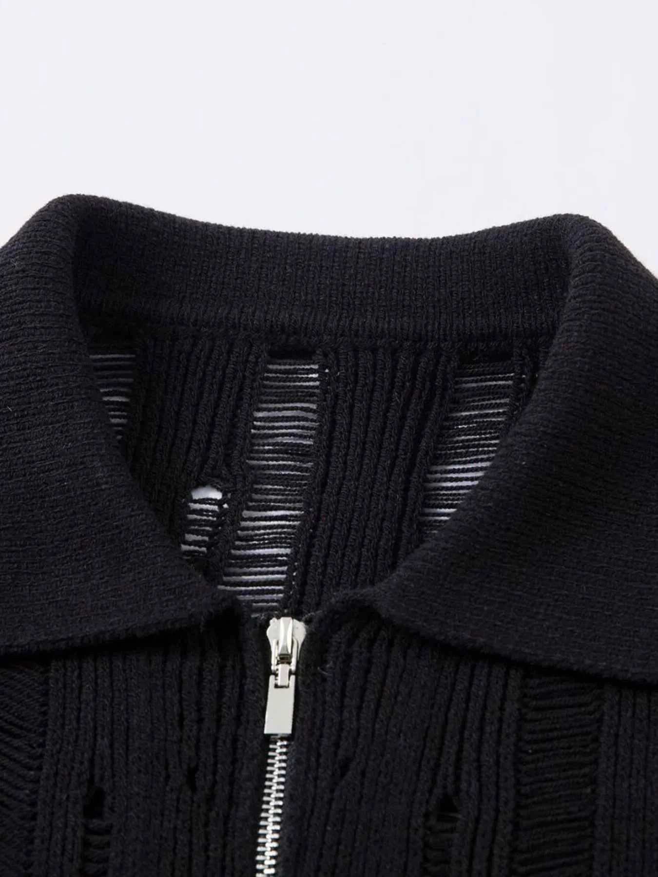 Men's Zip Up Openwork Cardigan