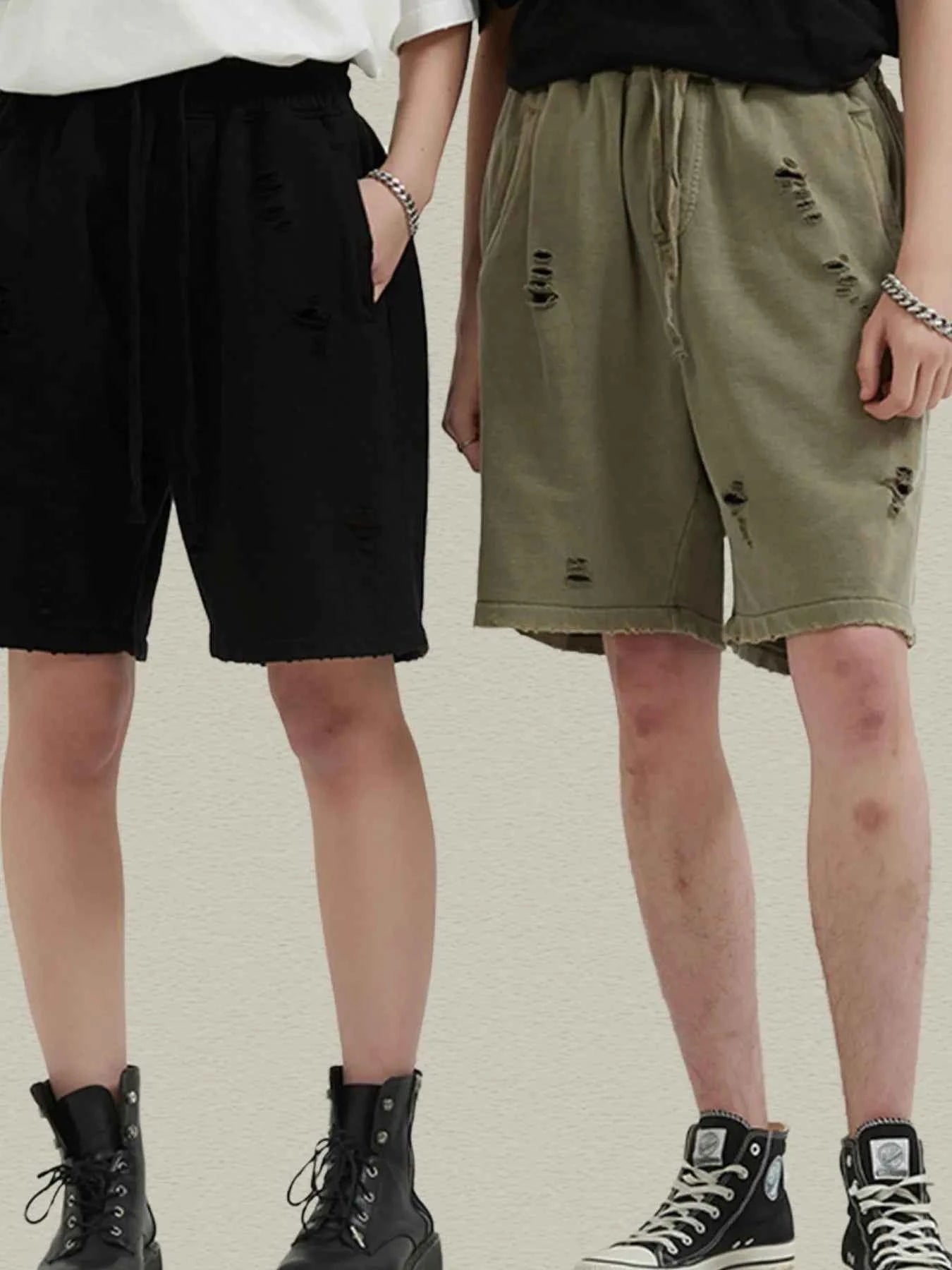 Men's Distressed Drawstring Shorts