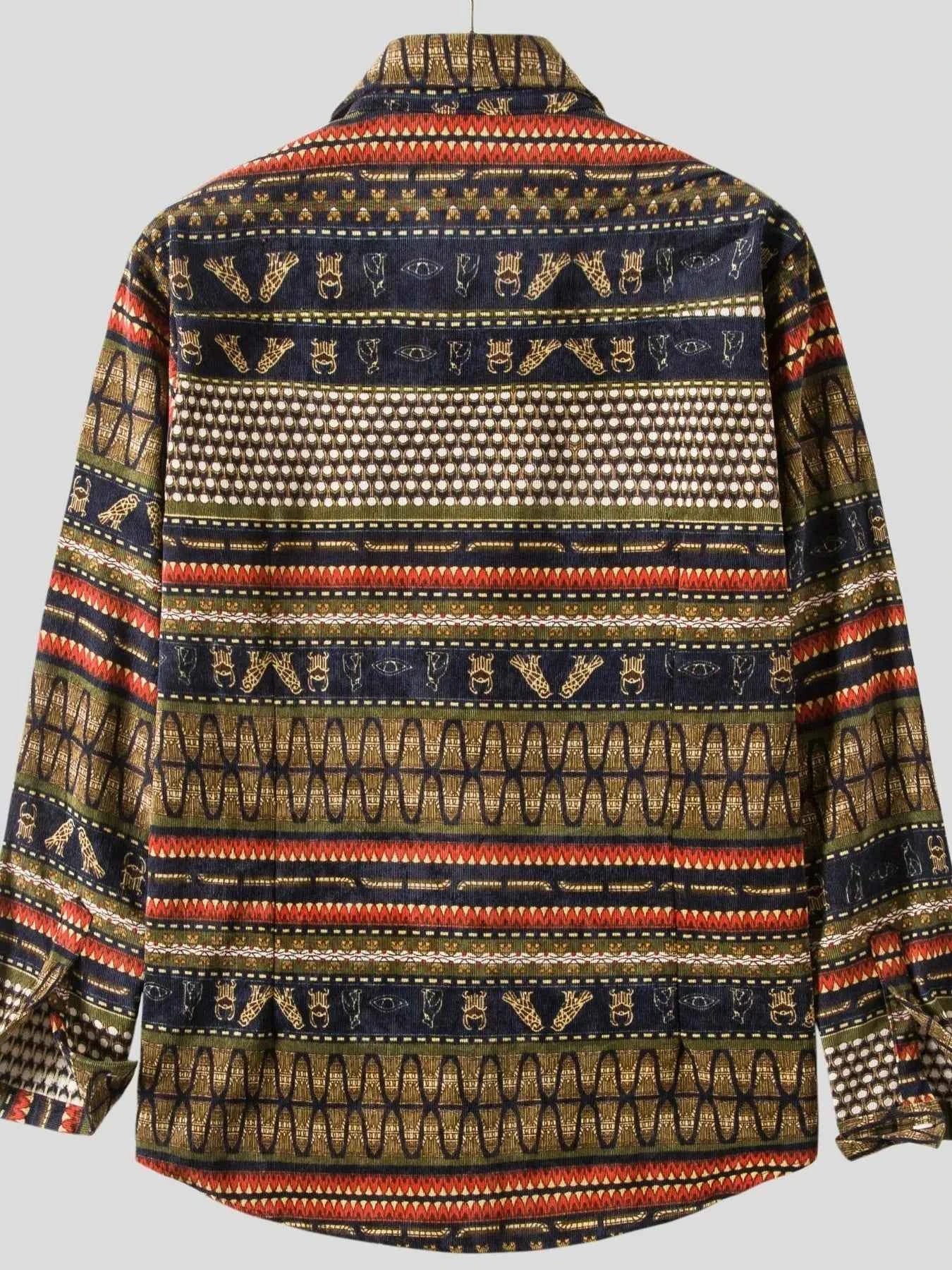 Men's Vintage Ethnic Print Button Down Shirt