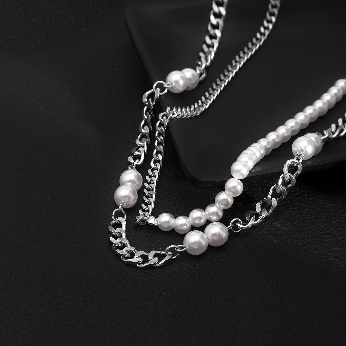 Double Layered Pearl Chain Necklace - Damned Threads