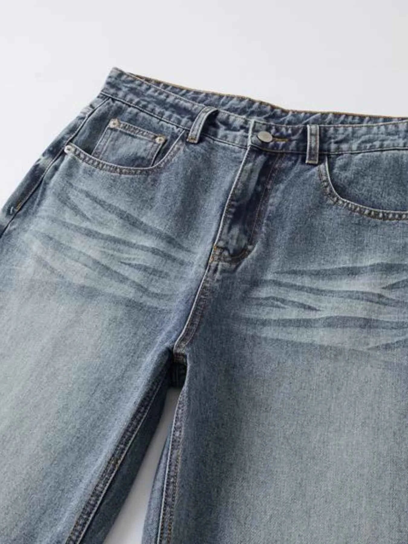 Men's Wash Wide Leg High-Rise Jeans