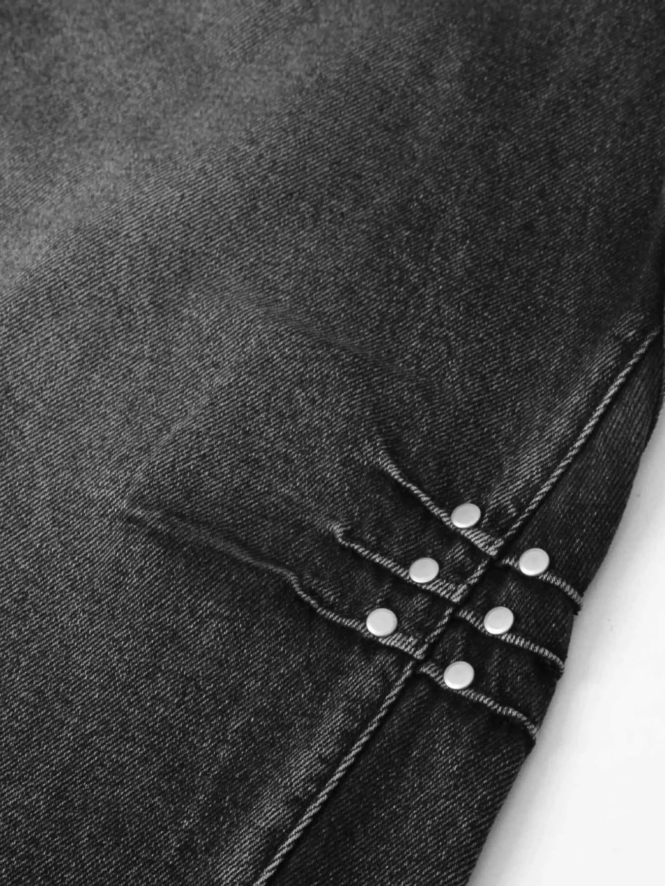 Men's High Waist Washed Straight Jeans