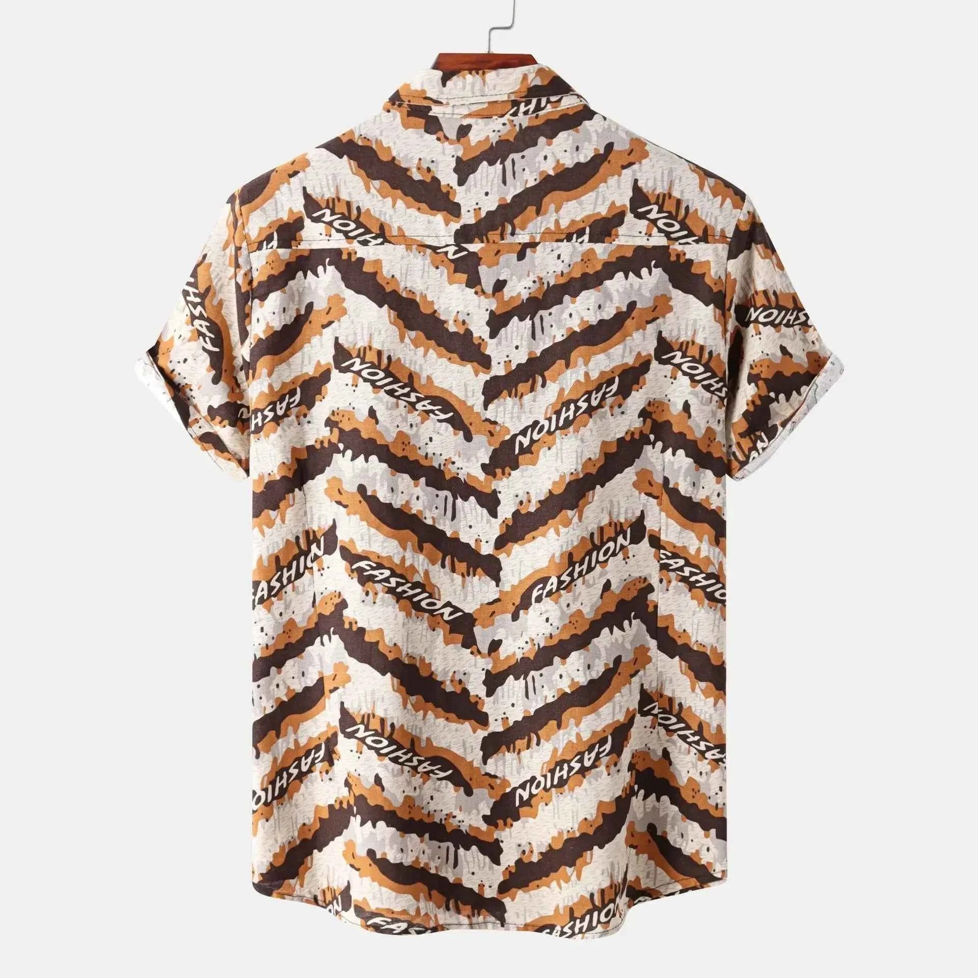 Men's Plus Size Printed Button Up Shirt