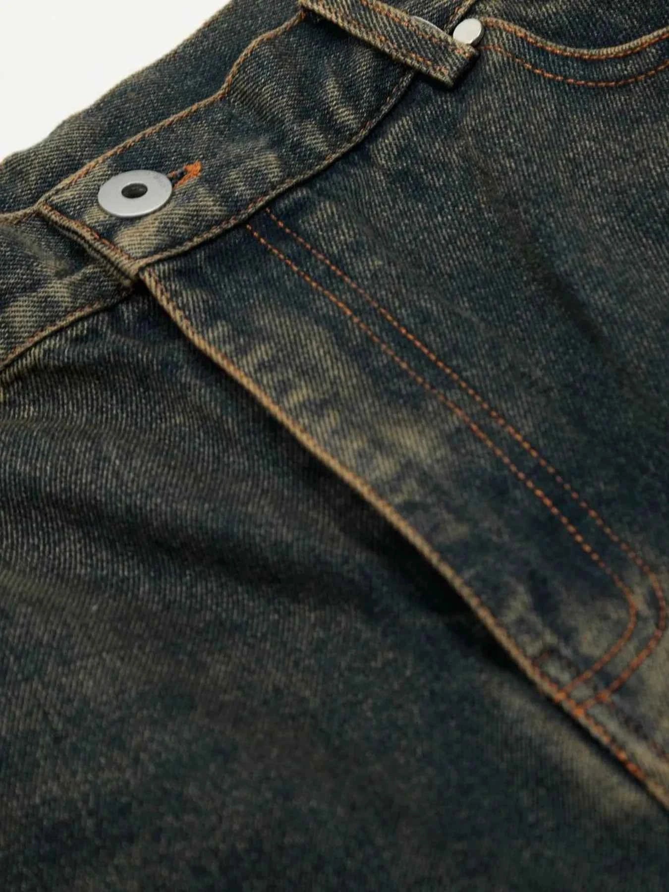 Men's Washed High-Waist Baggy Denim Shorts