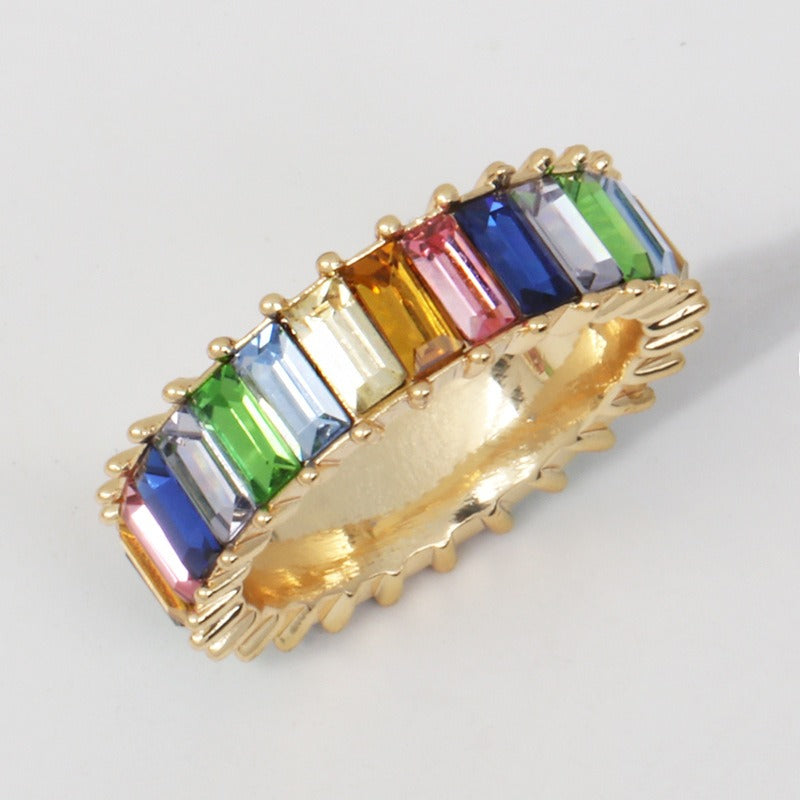 18K Gold Colorful Gem-Stacked Ring - Damned Threads