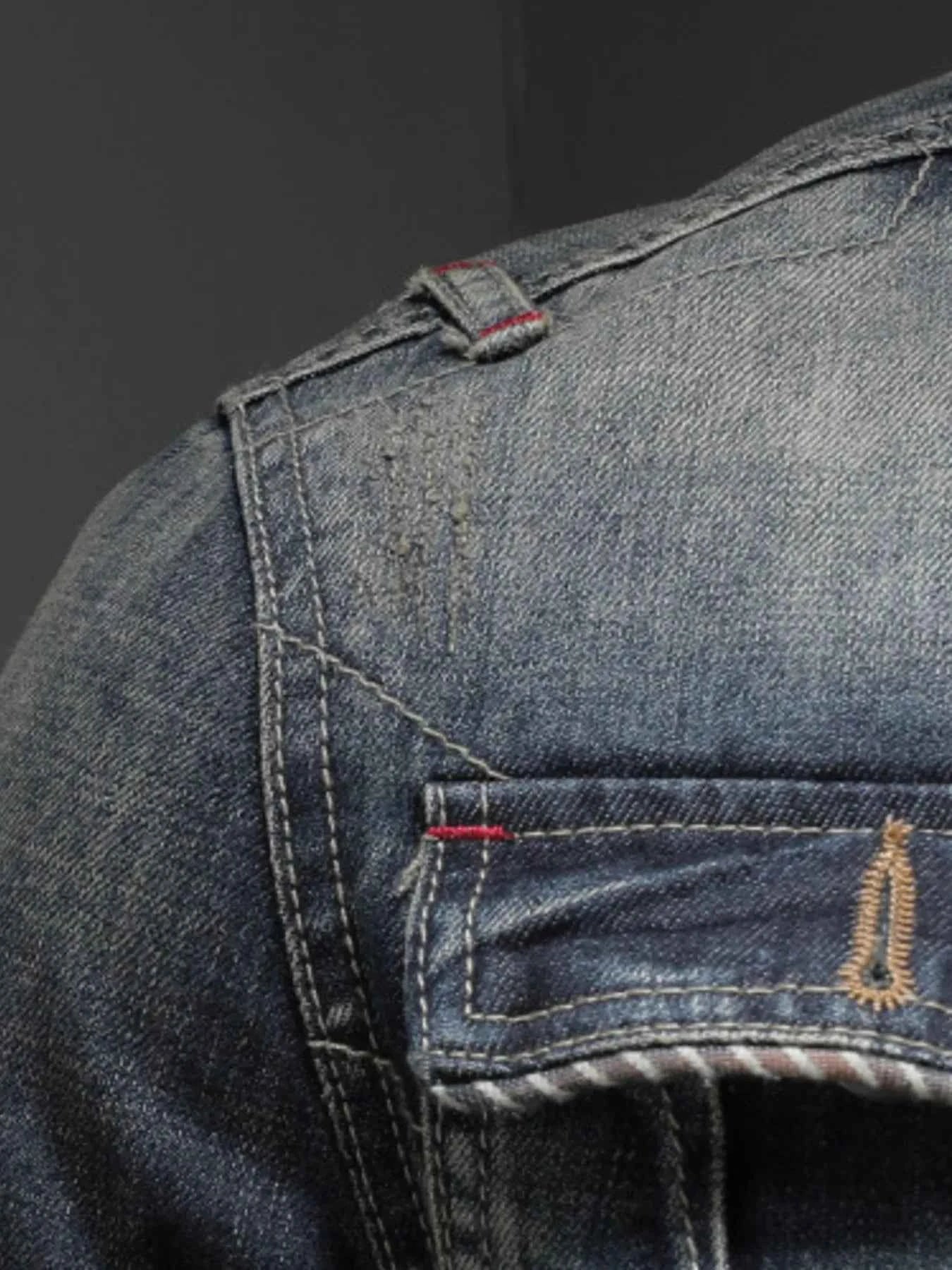 Men's Plus Size Washed Zip Up Denim Jacket with Chest Pockets