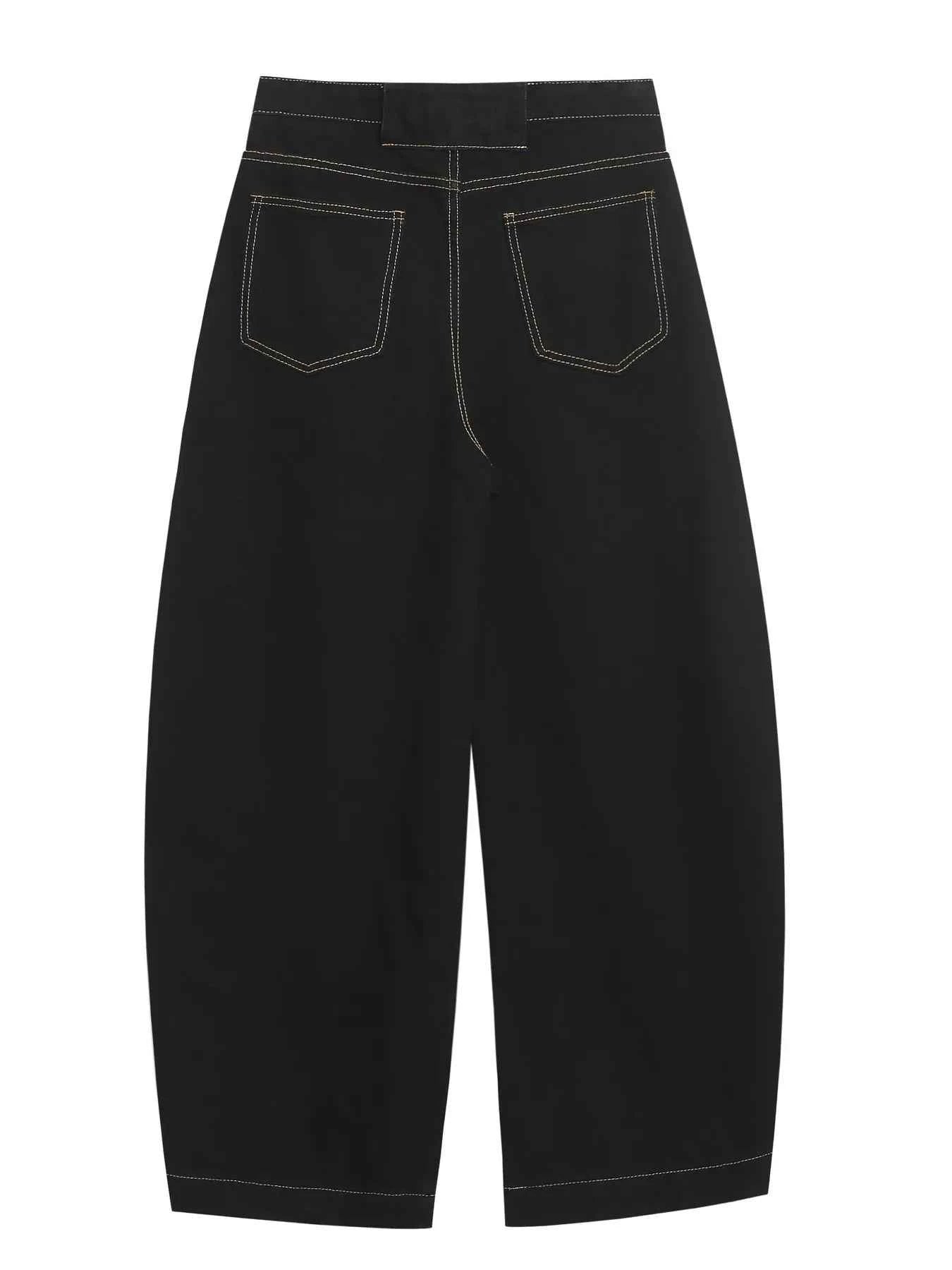 Men's High Waist Contrast Stitch Curved Jeans