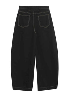 Men's High Waist Contrast Stitch Curved Jeans
