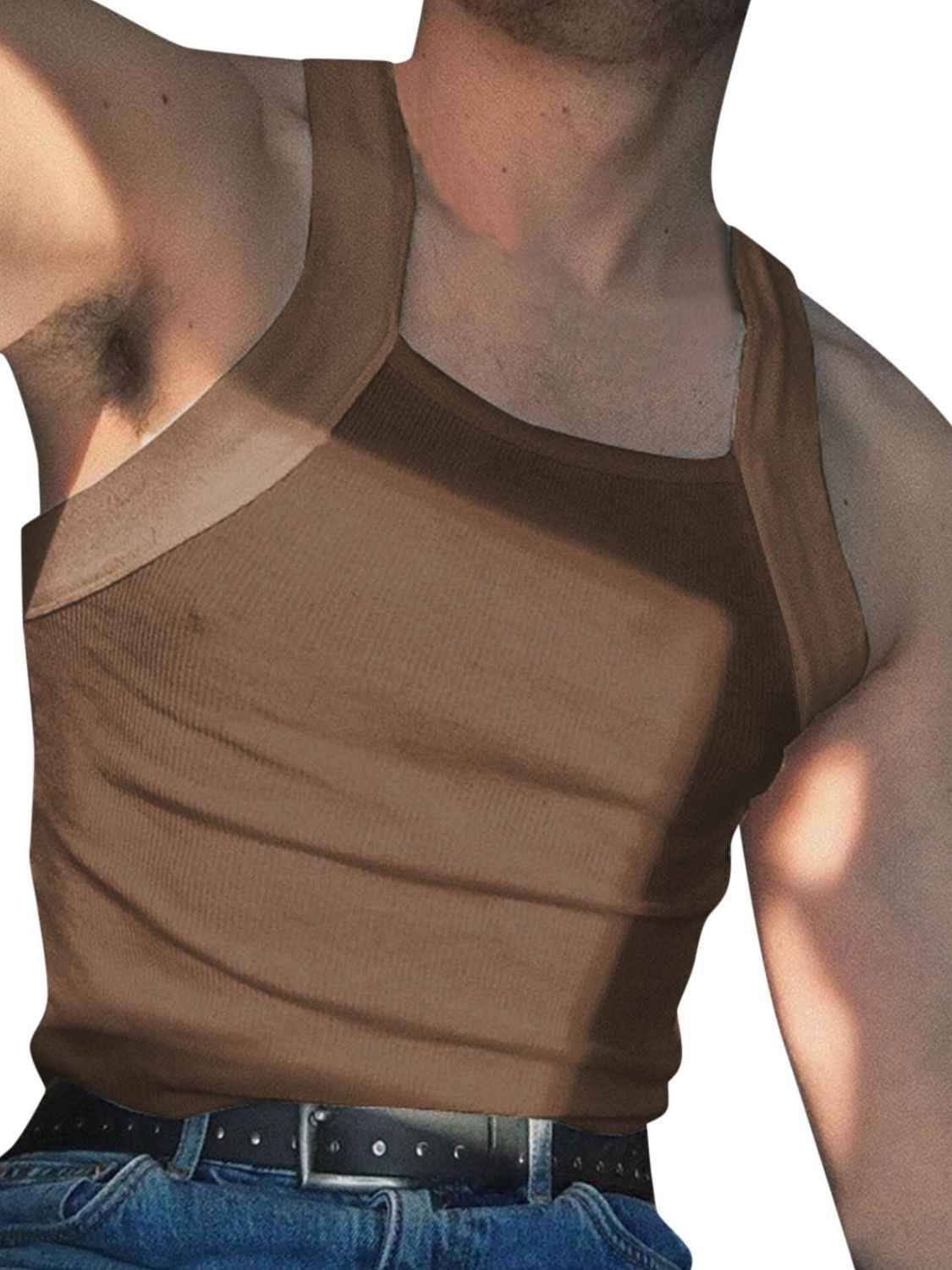 Men's Square Neck Wide Strap Tank - Damned Threads
