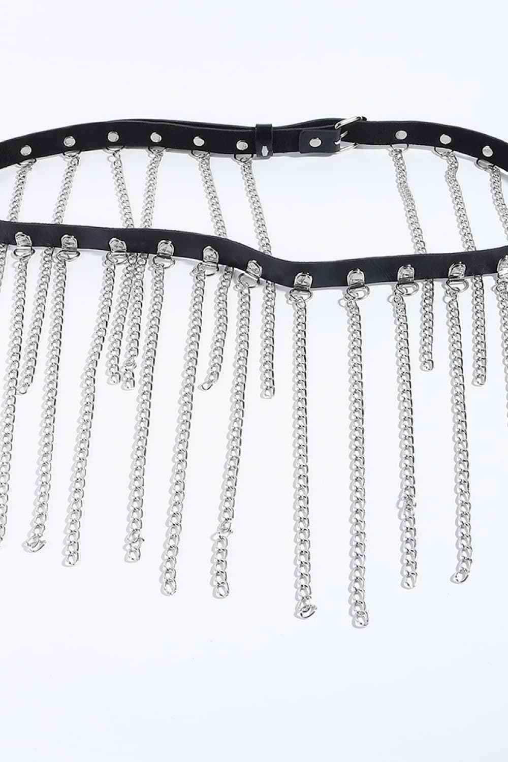 Fringed Chain PU Leather Belt - Damned Threads