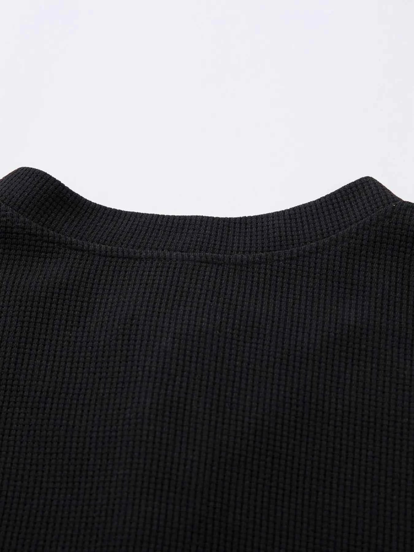 Men's Henley Structured Waffle-Knit T-Shirt