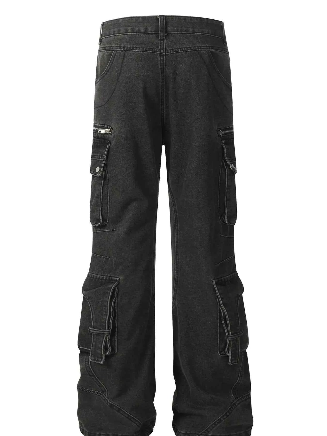 Men's Multi-Pocket Cargo Wide Leg Jeans