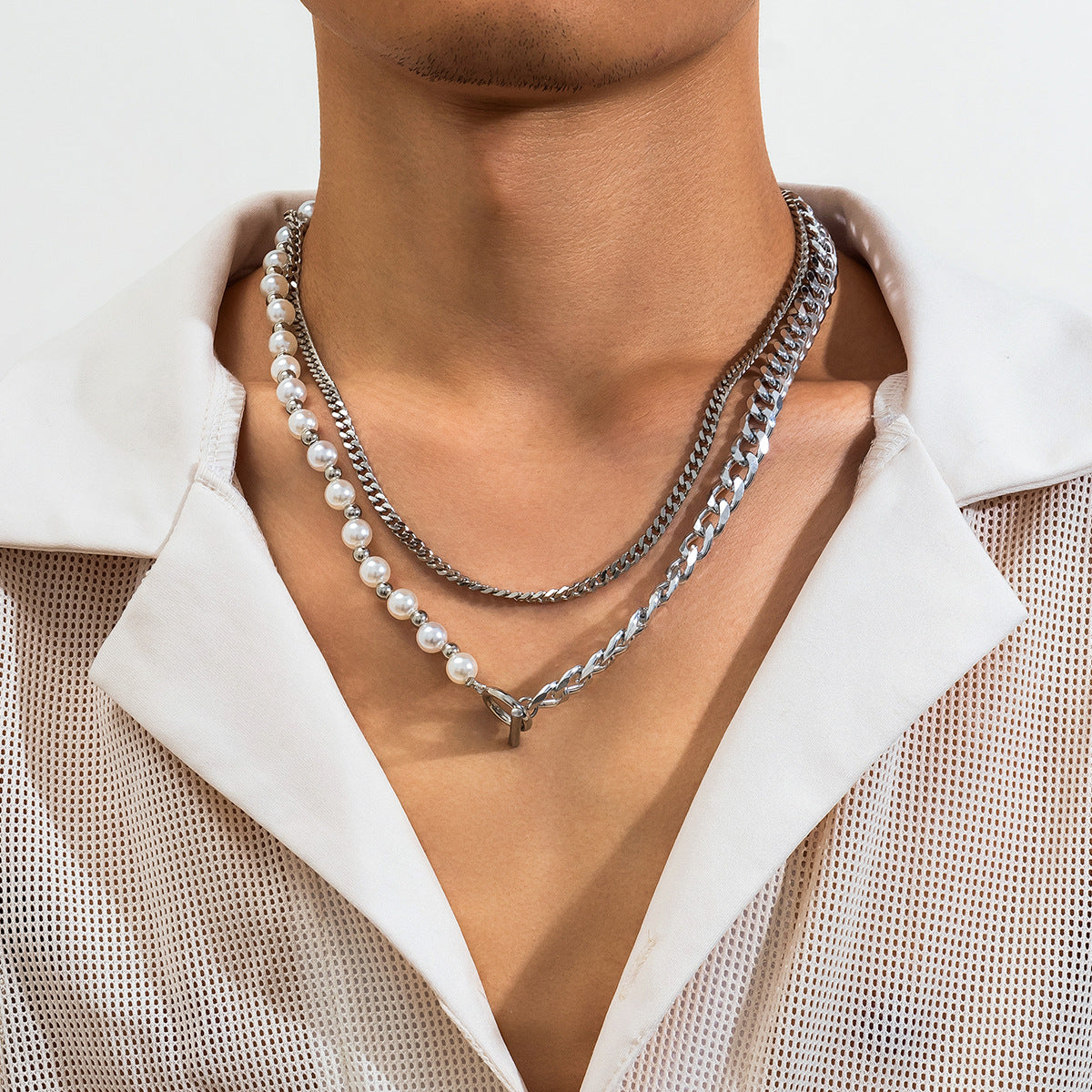 Fashion-Splicing Pearl Double Layer Necklace - Damned Threads