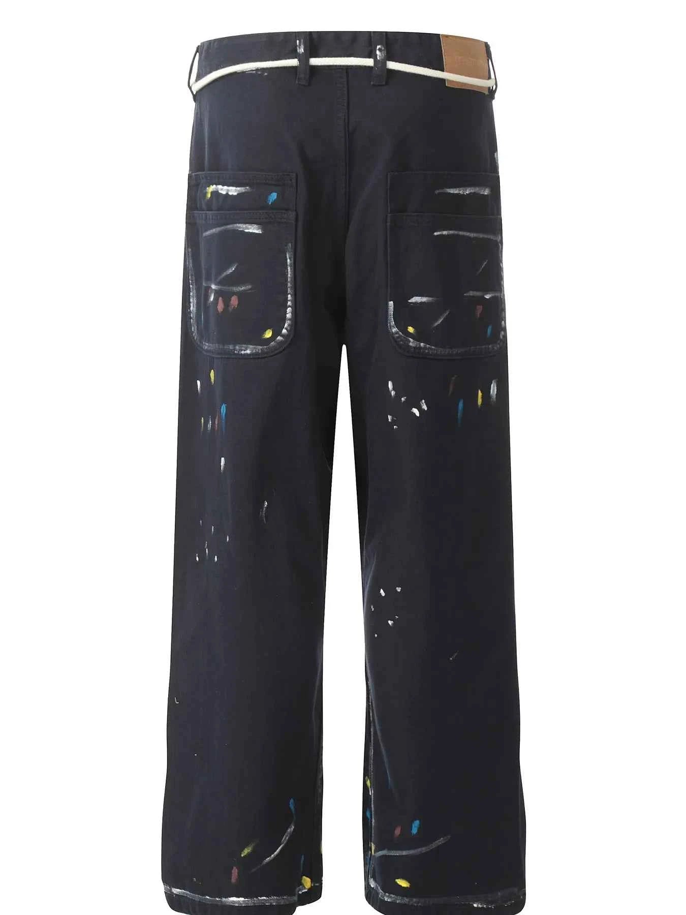 Men's Artistic Paint Splatter Wide Leg Baggy Jeans