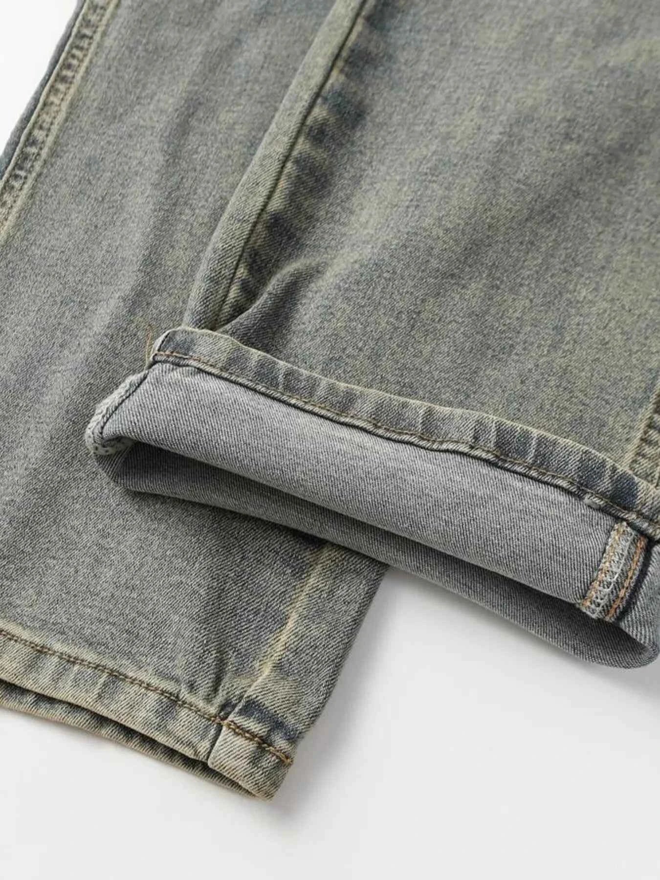 Men's High Waist Straight Leg Cargo Jeans