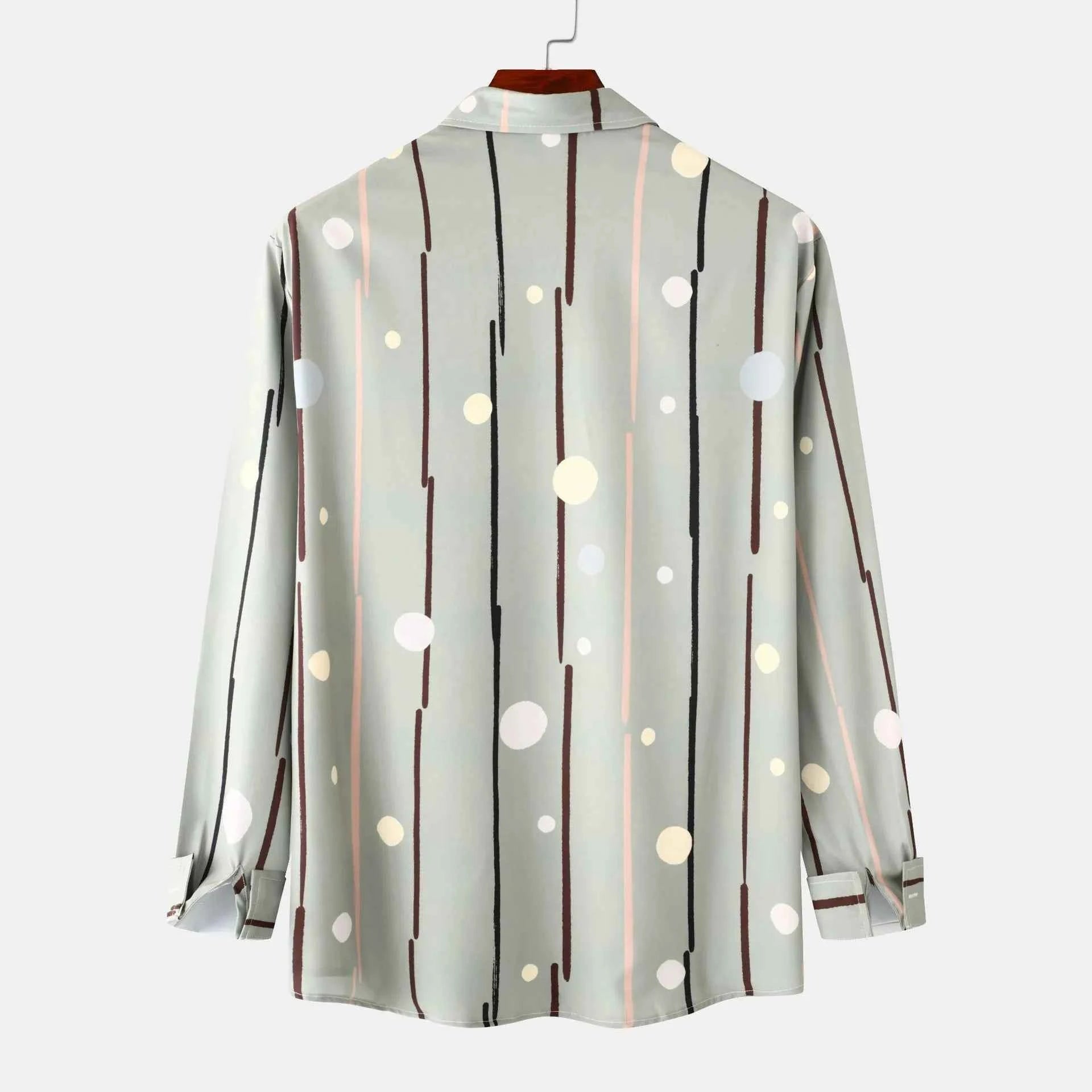 Men's Striped Polka Dot Button-Down Shirt