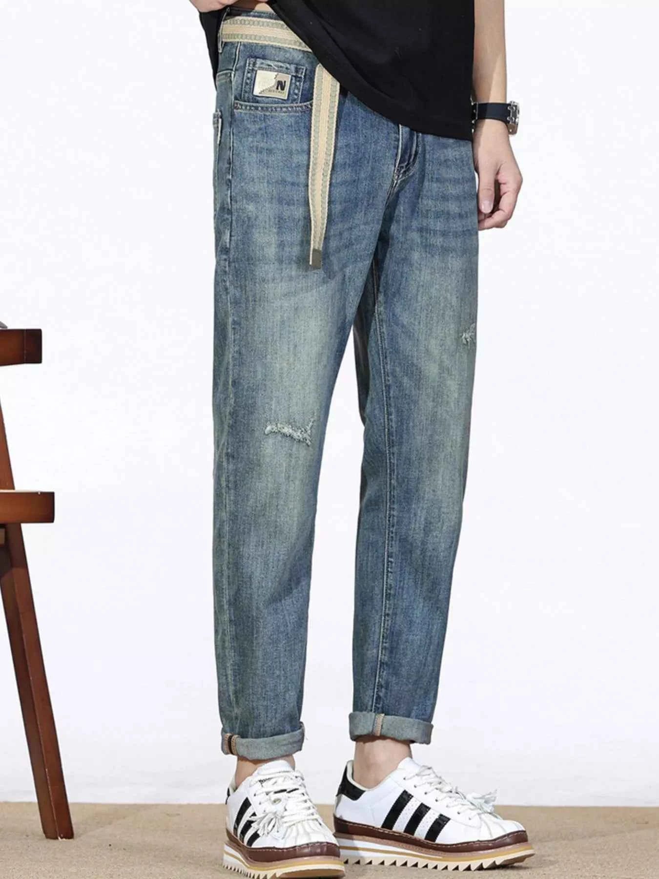 Men's Distressed Straight Leg Jeans