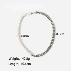 Pearl & Chain Split Necklace - Damned Threads