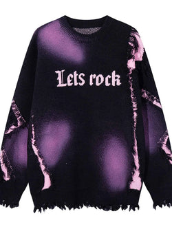 Men's Let's Rock Distressed Hem Sweater