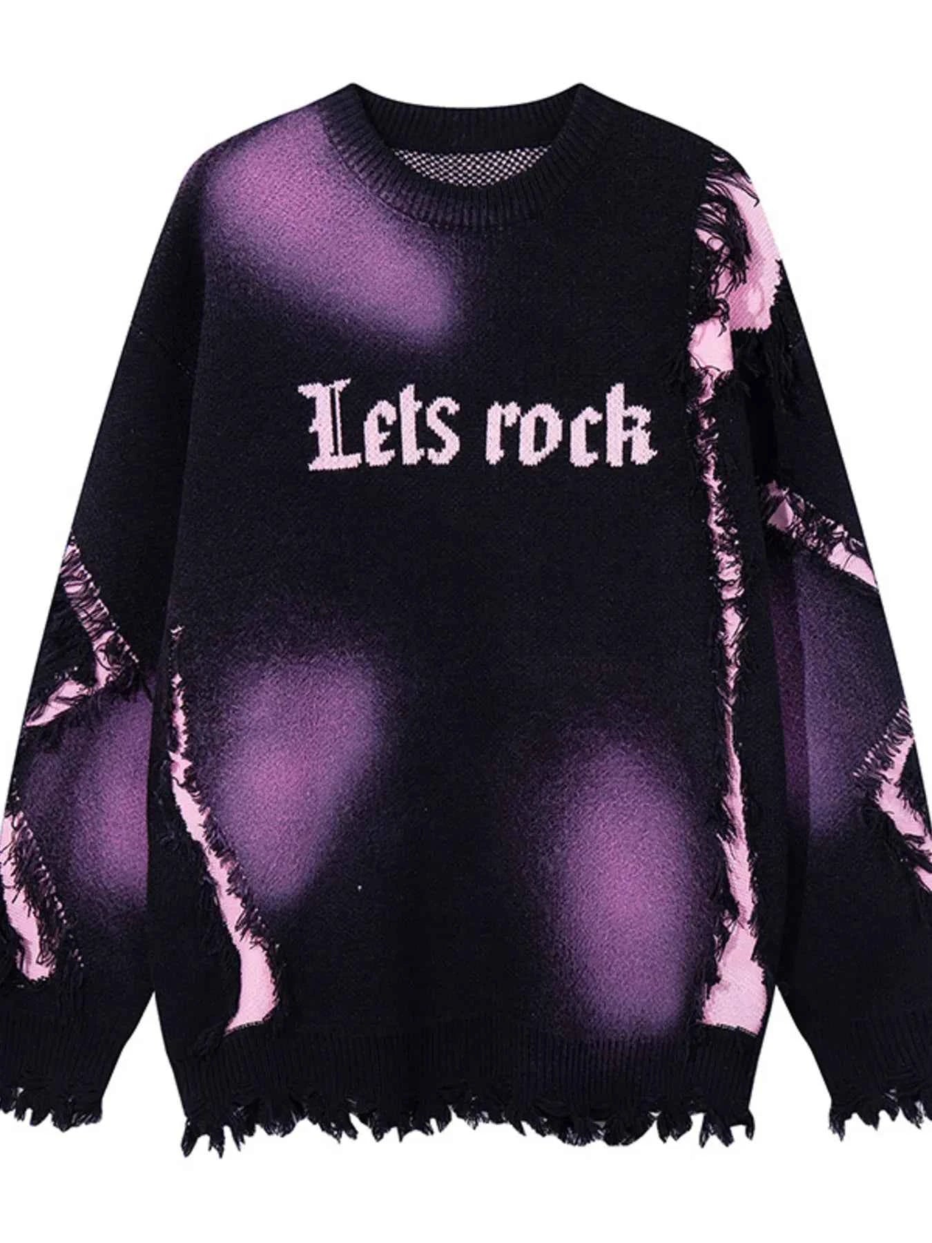 Men's Let's Rock Distressed Hem Sweater
