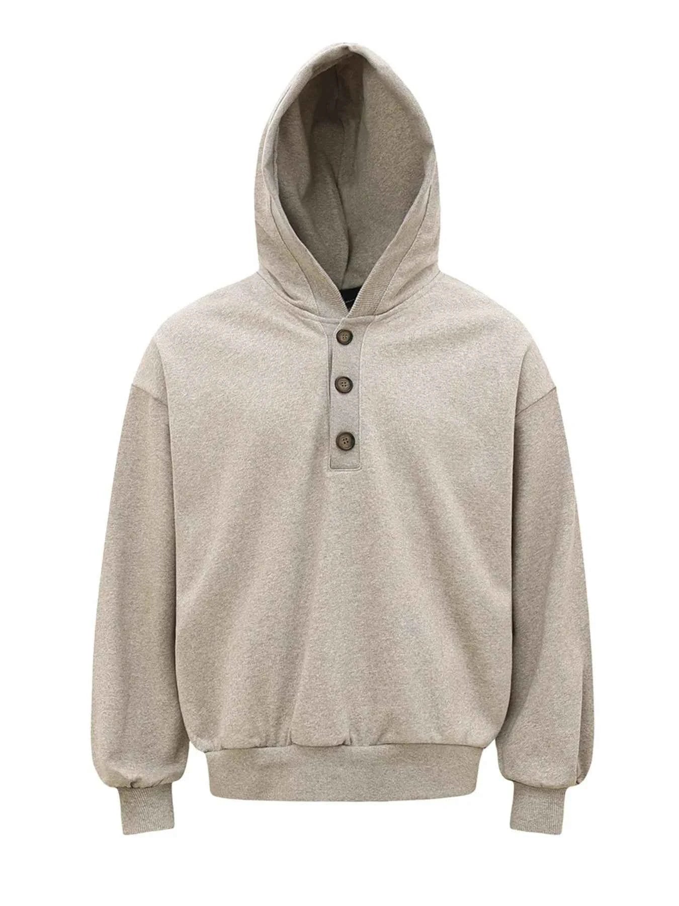Men's Button Detail Long Sleeve Hoodie
