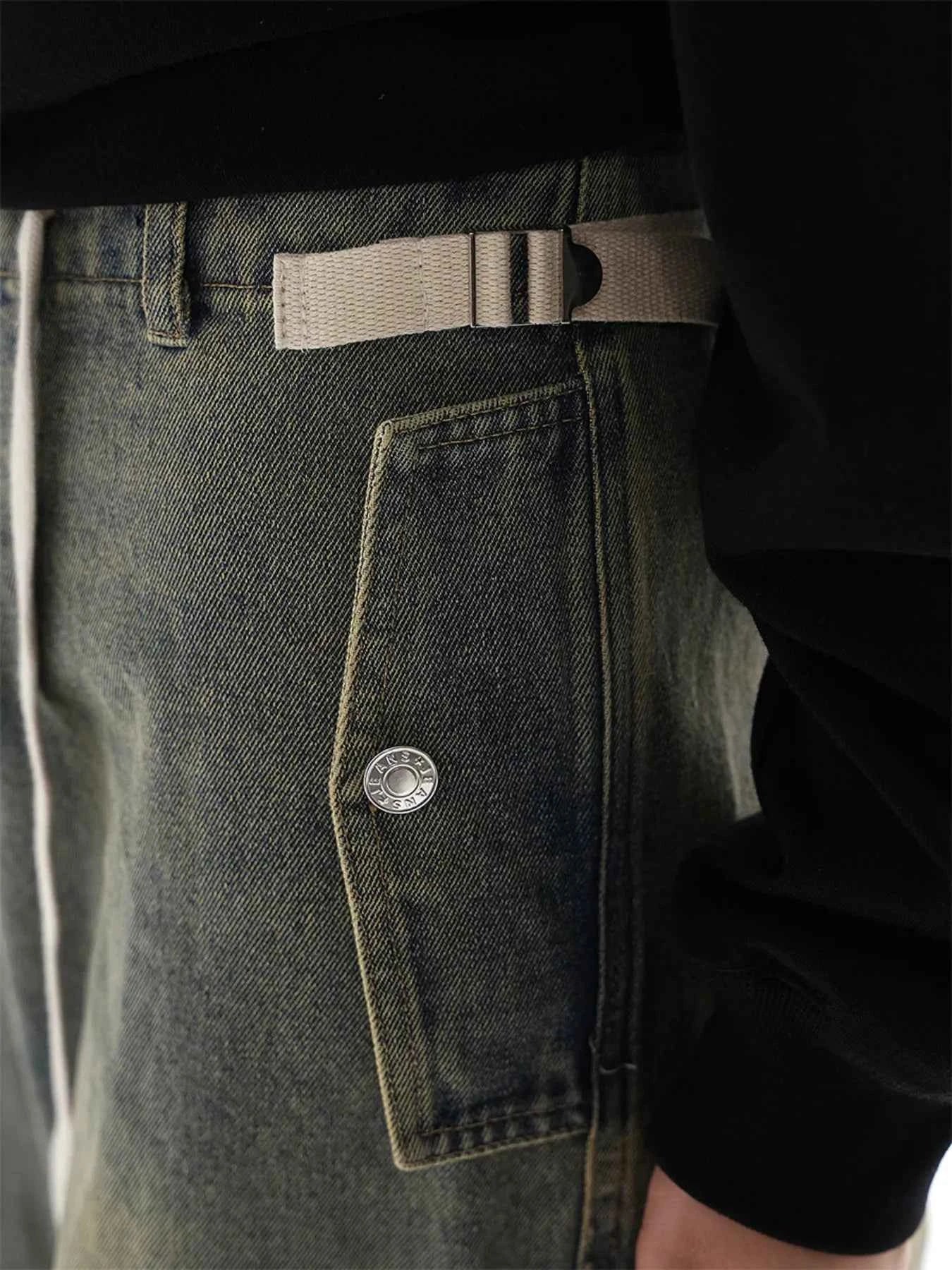 Men's Wide Leg Washed Cargo Jeans