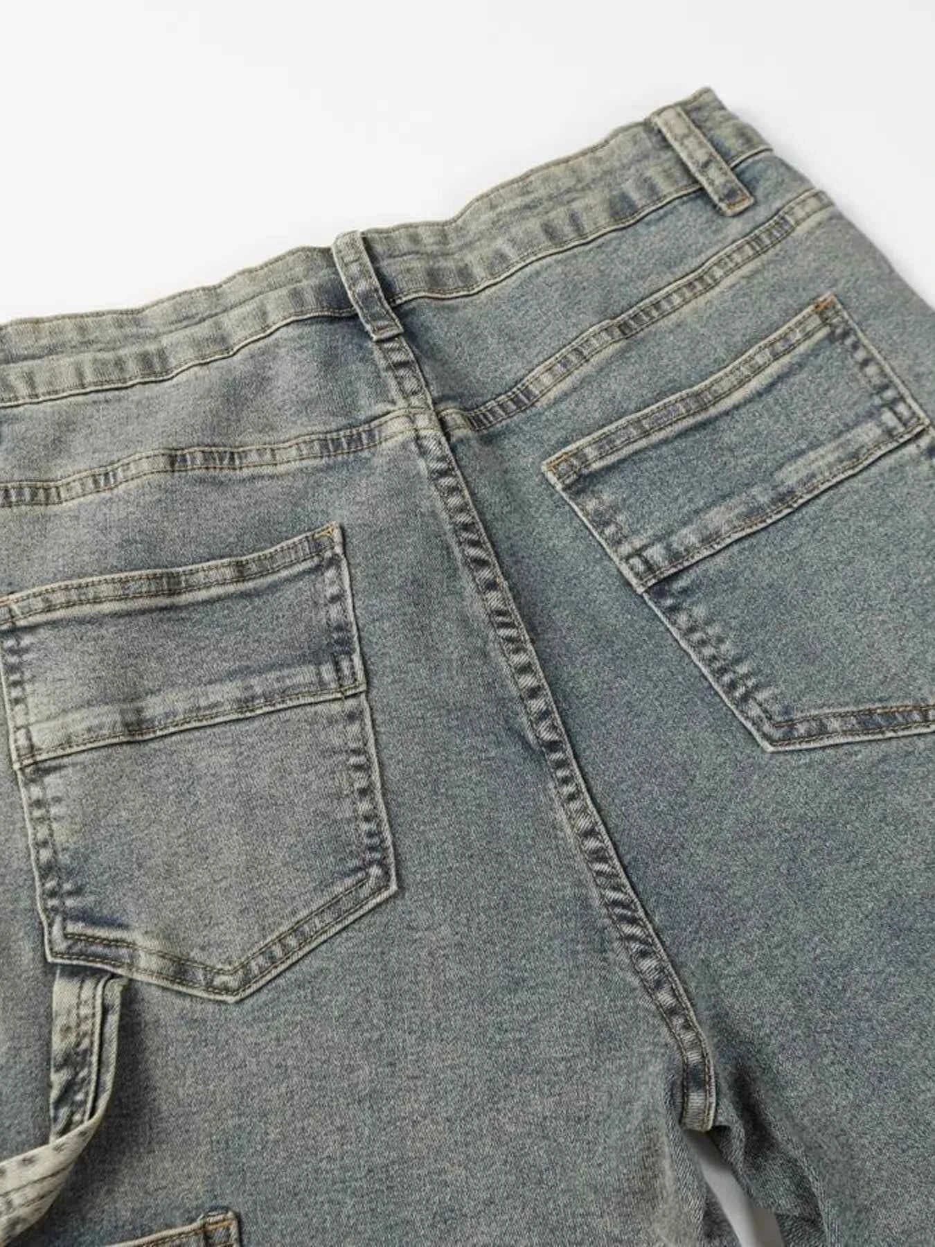 Men's High Waist Straight Leg Cargo Jeans