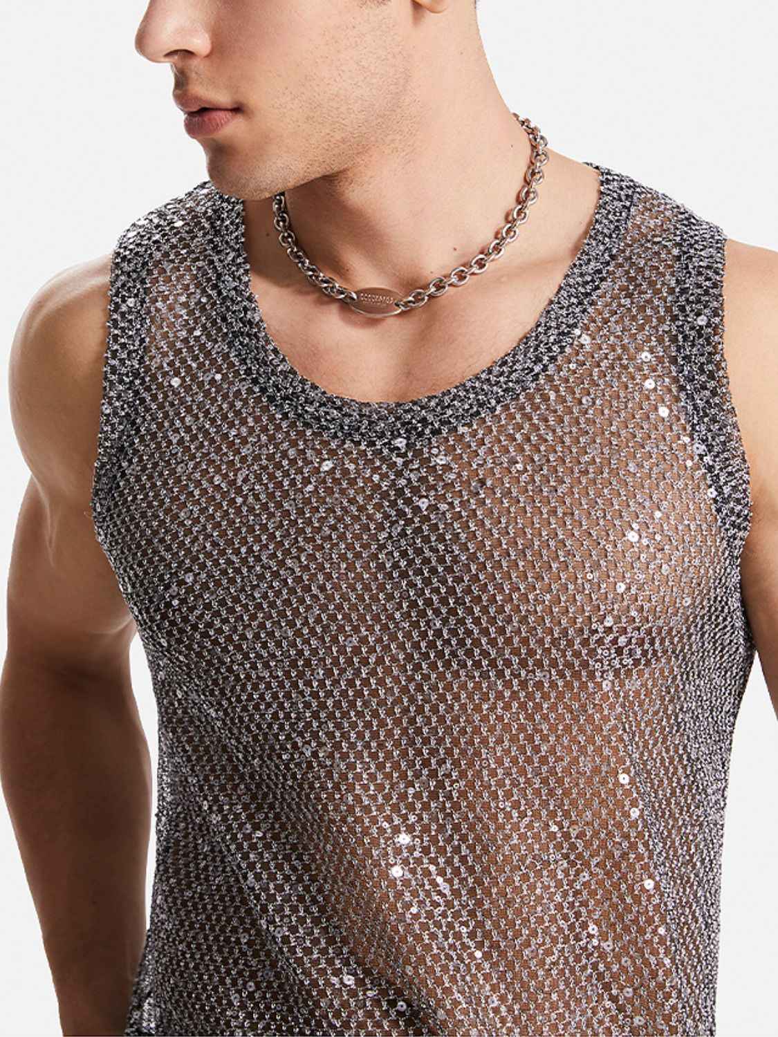 Men's Sequin Round Neck Tank - Damned Threads
