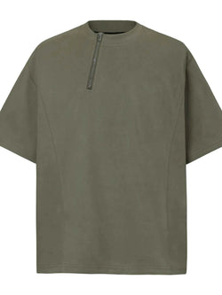 Men's Oversized Diagonal Zip Short Sleeve T-Shirt