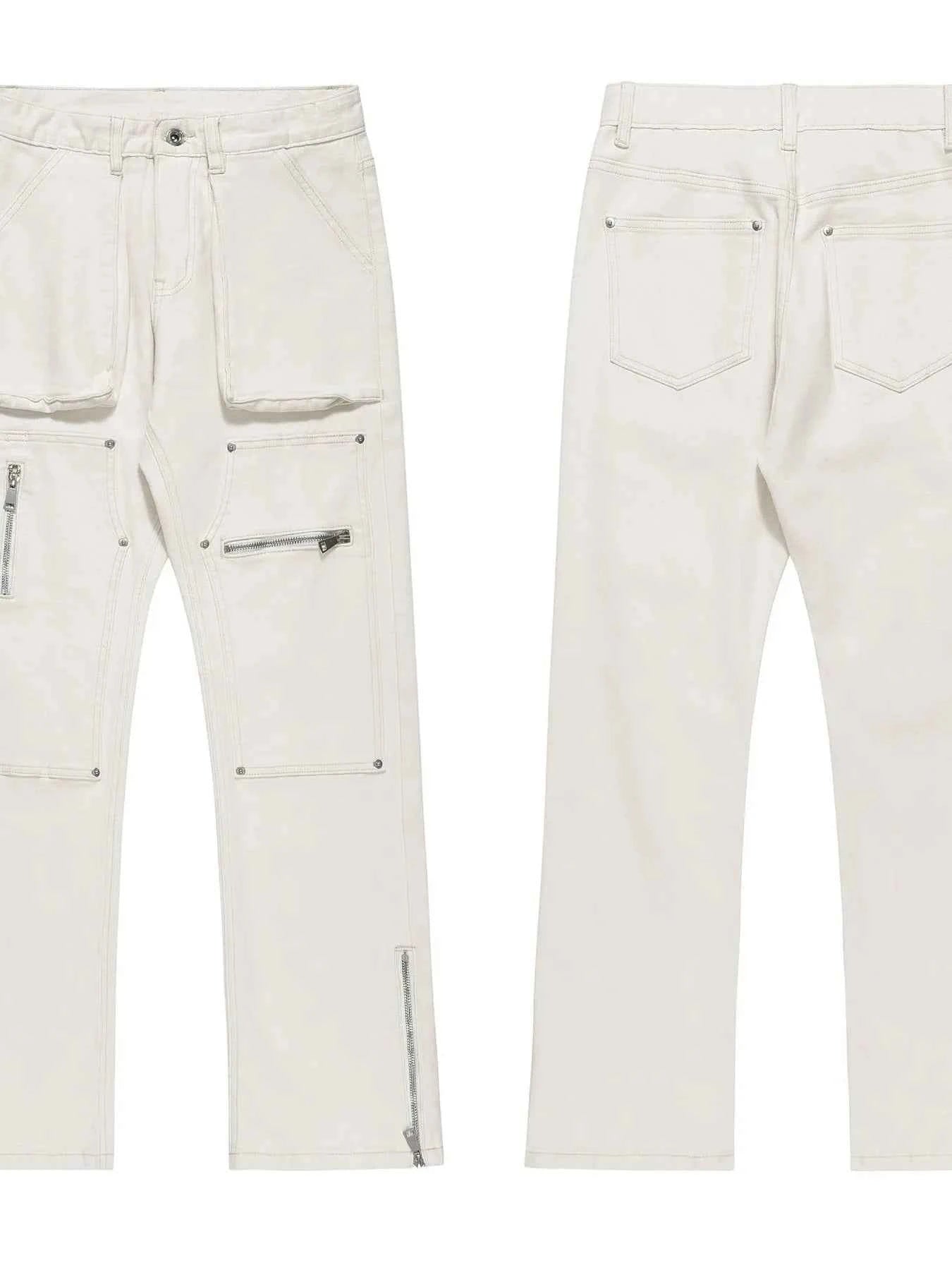 Men's Multi-Pocket Pants with Zipper Details
