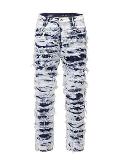 Men's Distressed Raw Hem Straight Jeans - Damned Threads
