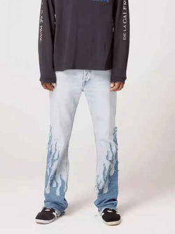 Men's Flame Pattern Patch Cargo Jeans ’ - Damned Threads