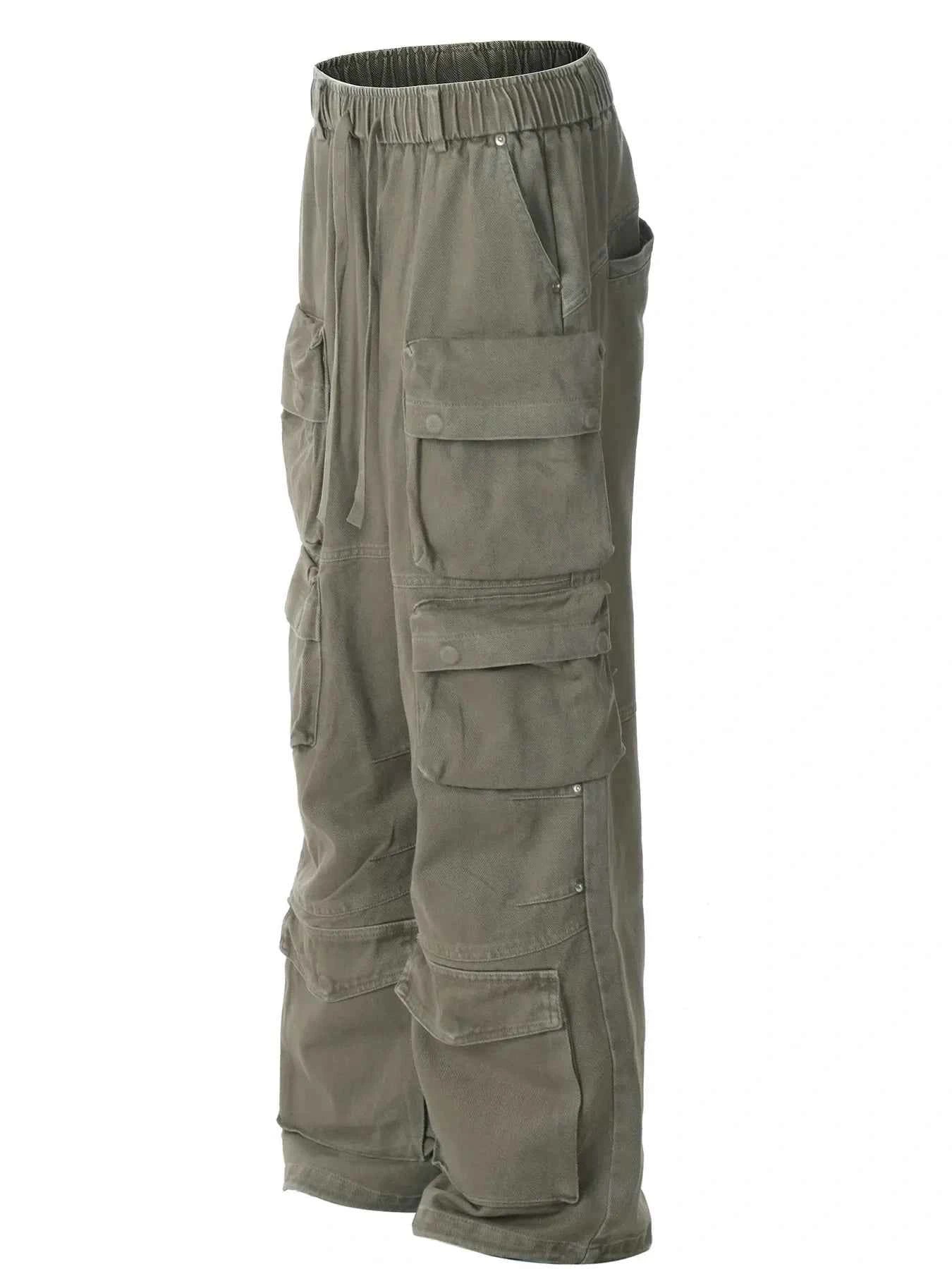 Men's Multi-Pocket Cargo Pants with Elastic Waistband