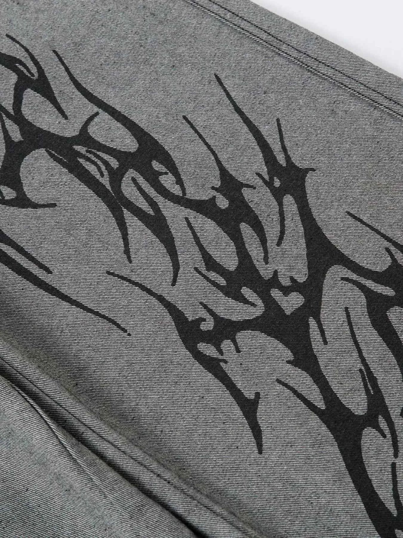 Men's Lightning Pattern Wide Leg Jeans