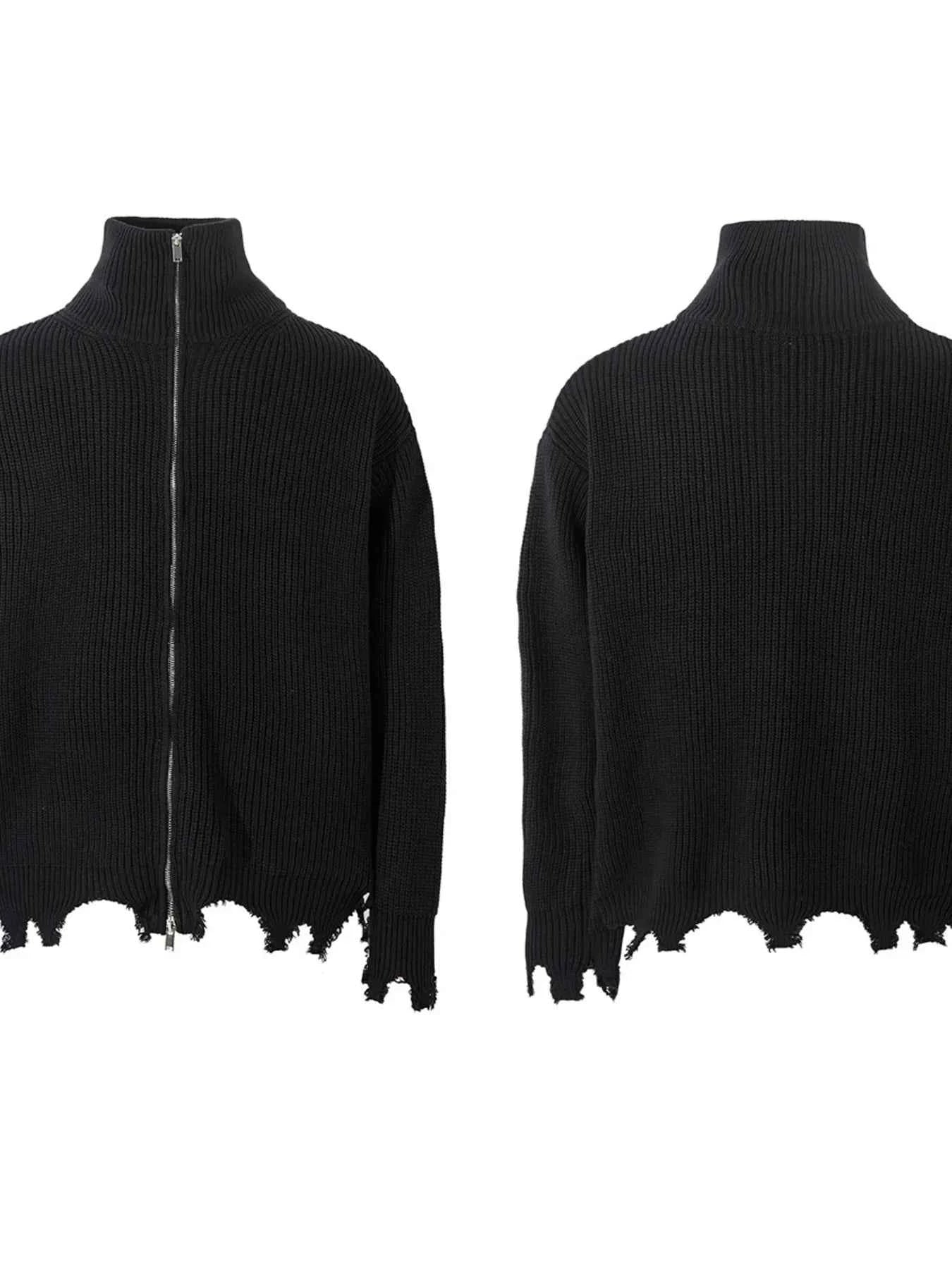 Men's Raw Hem Zip Up Cardigan