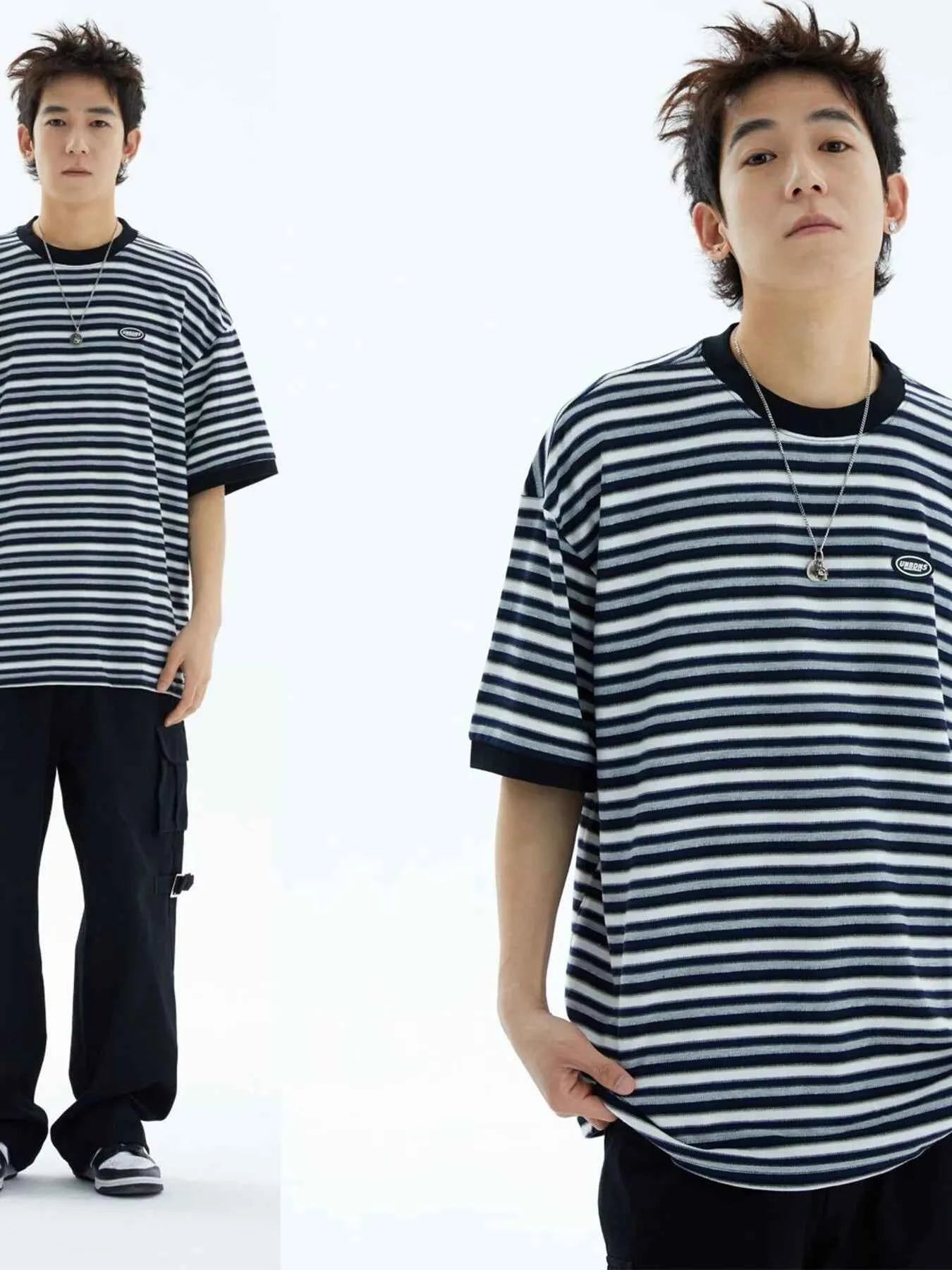 Men's Classic Striped Cotton Crew Neck T-Shirt