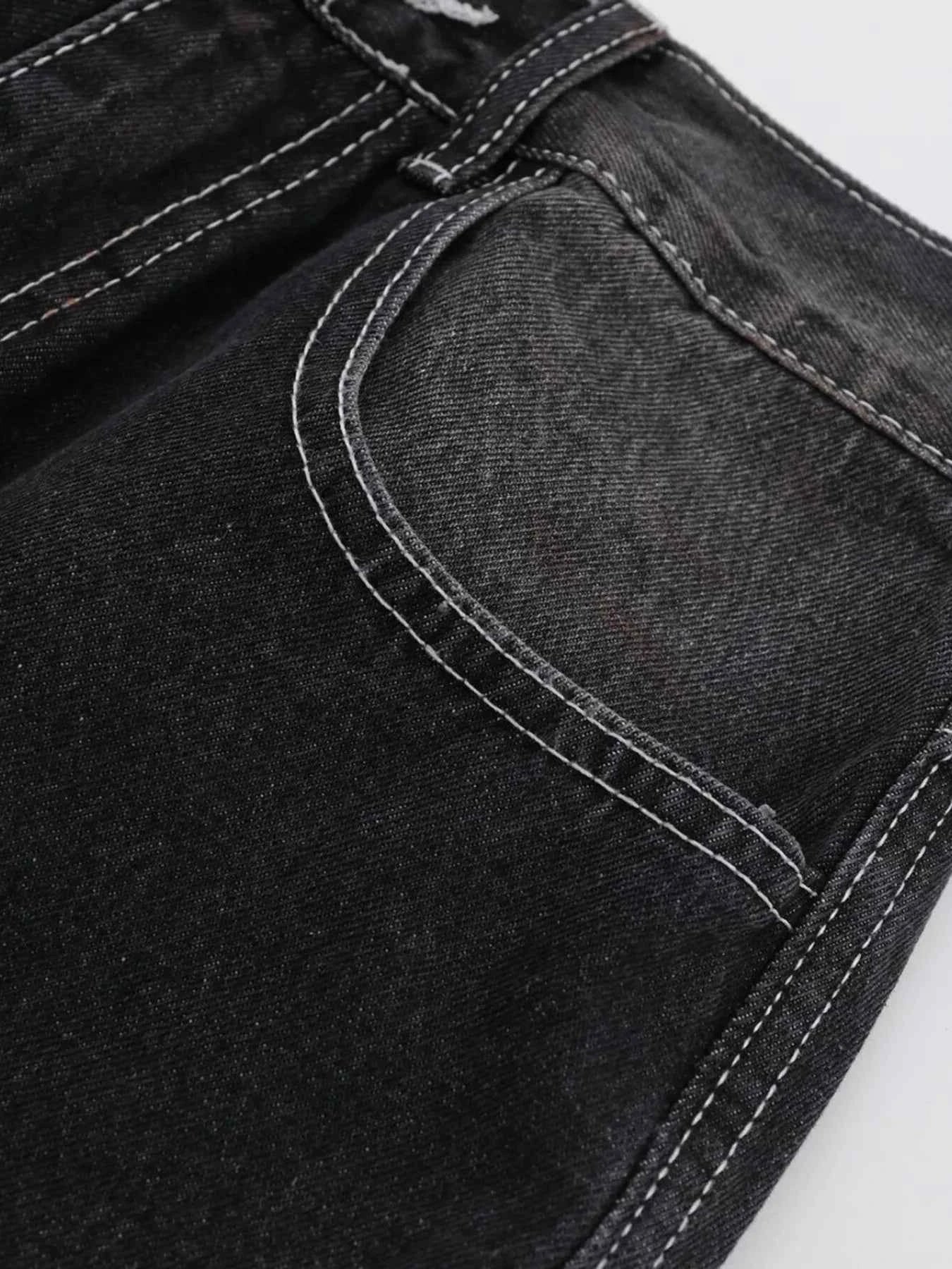 Men's Vintage Washed Wide Leg Denim Jeans