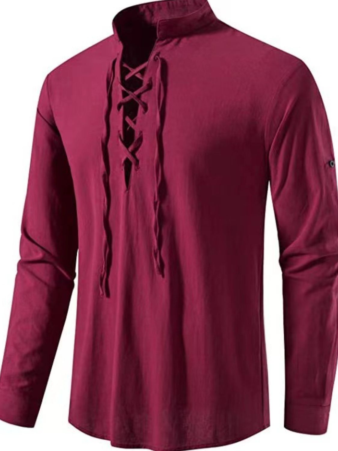 Men's Lace Up Long Sleeve Blouse - Damned Threads