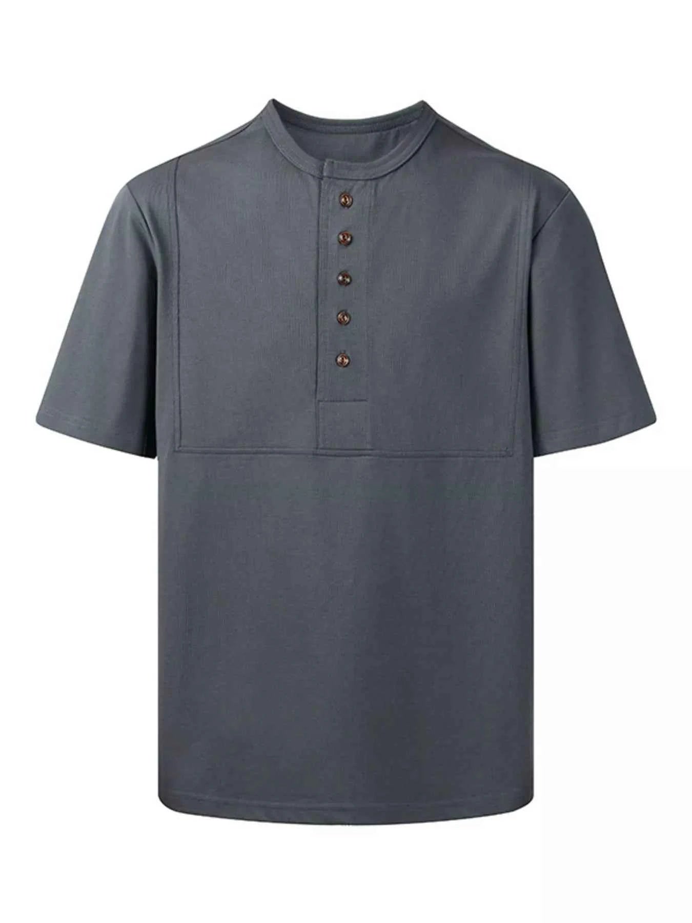 Men's Plus Size Button Detail Short Sleeve T-Shirt