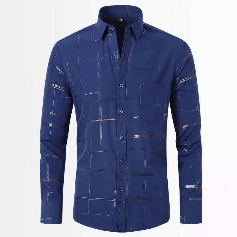Men's Geometric Pattern Long Sleeve Button-Down Shirt