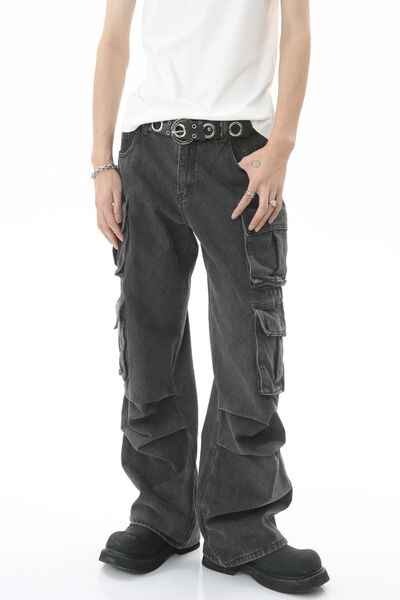 Men's Multi-Pocket Pleated Cargo Jeans - Damned Threads