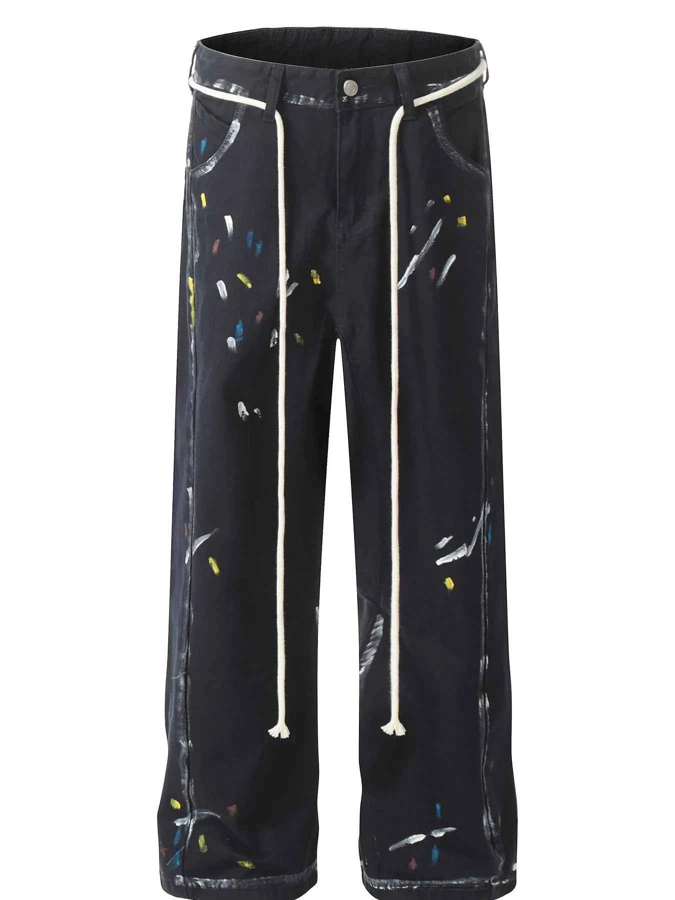Men's Artistic Paint Splatter Wide Leg Baggy Jeans