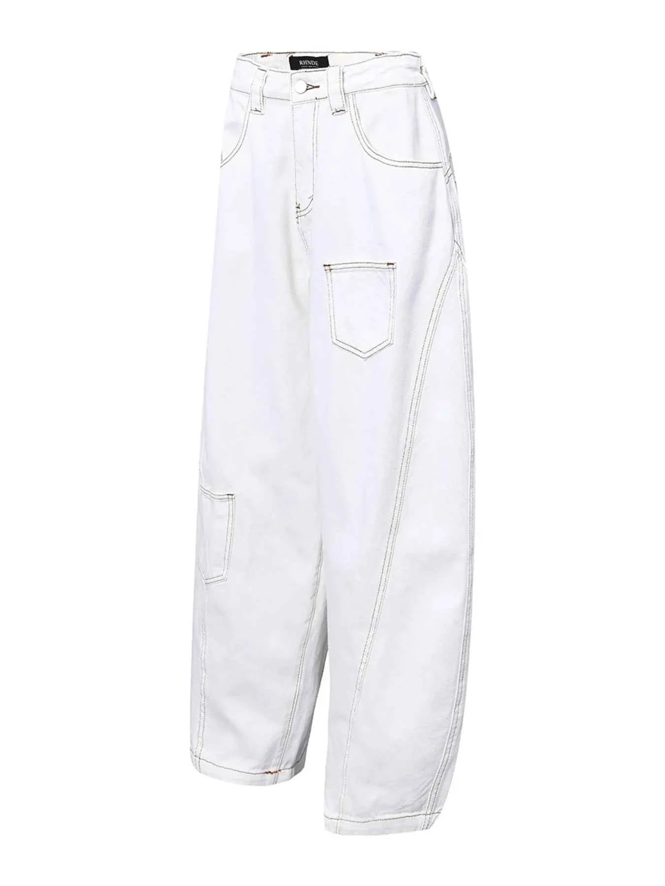 Men's Cargo Curved Jeans with Contrast Stitching