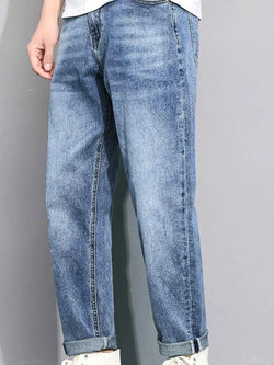 Men's Washed Straight Leg Jeans