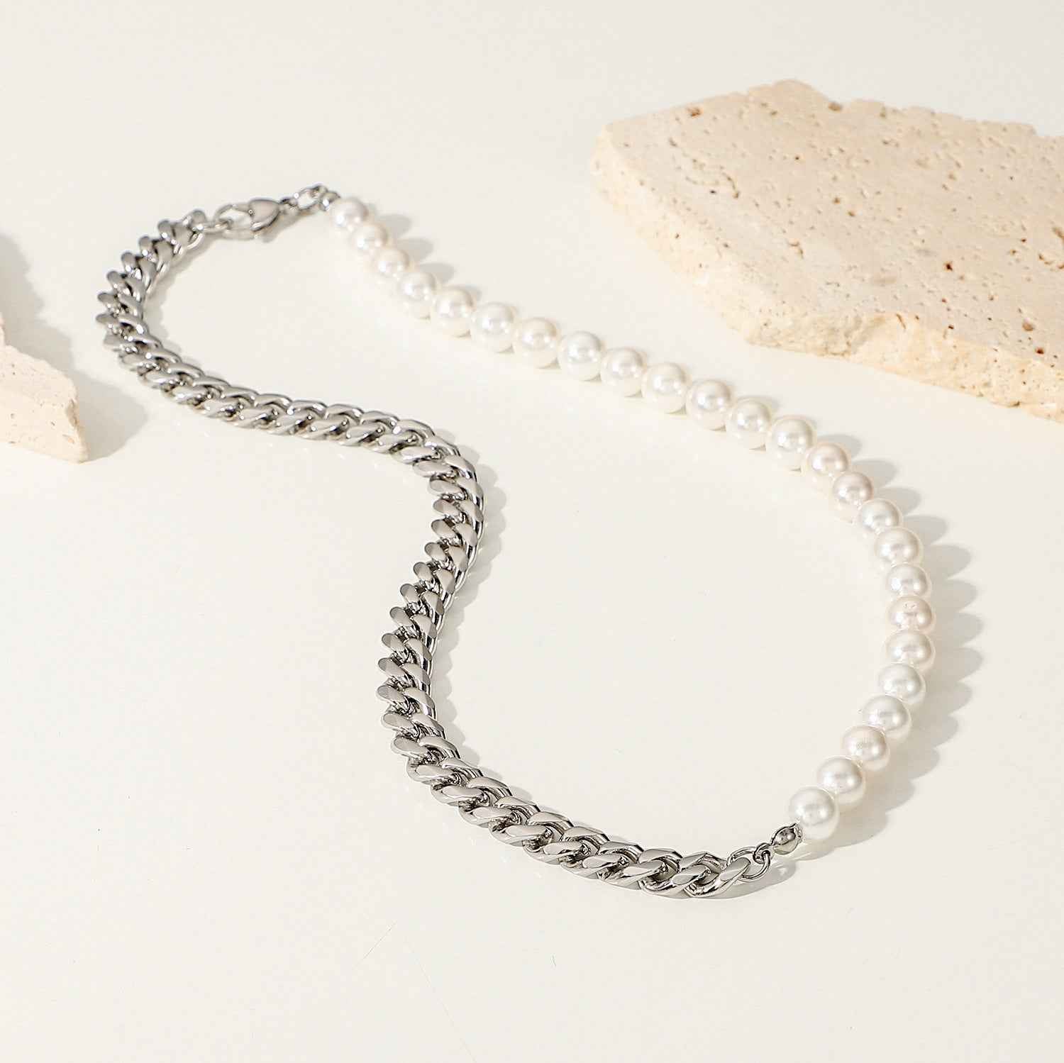 Pearl & Chain Split Necklace - Damned Threads