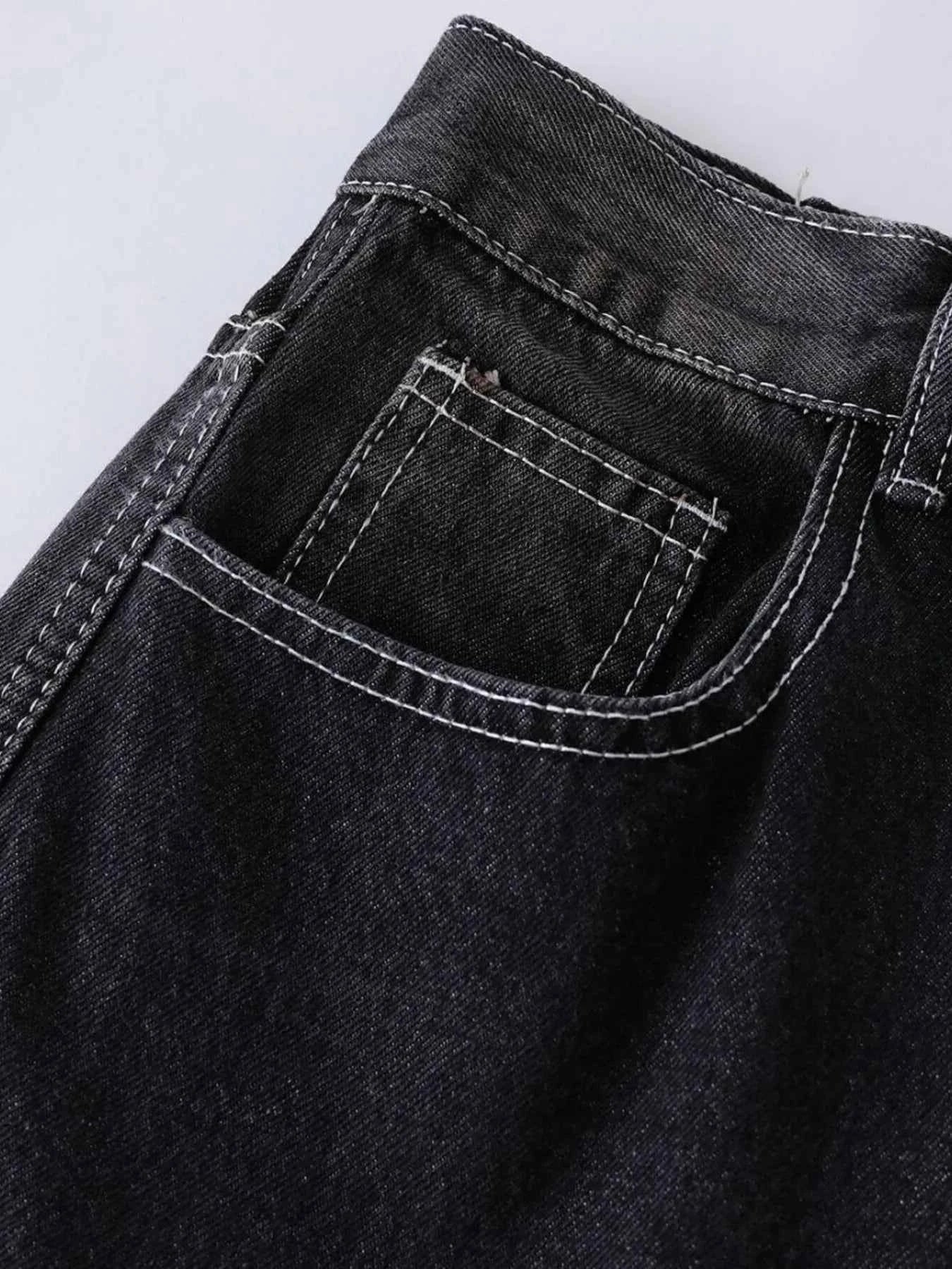 Men's Vintage Washed Wide Leg Denim Jeans