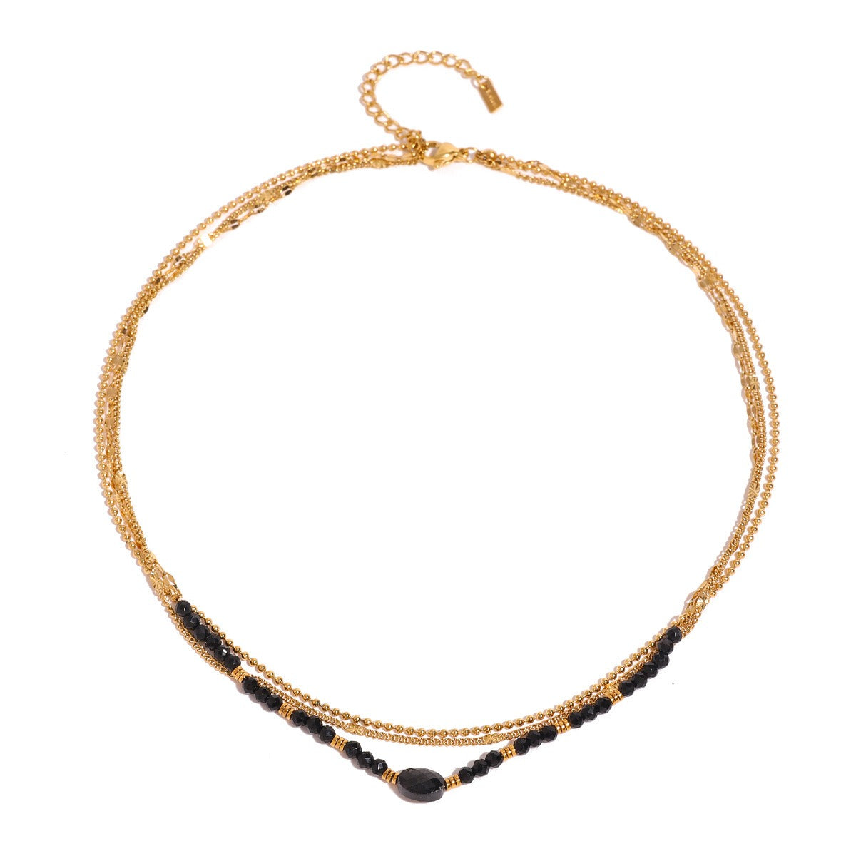 Layered Chain W/ Inlaid Stone Nacklace - Damned Threads