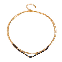 Layered Chain W/ Inlaid Stone Nacklace - Damned Threads