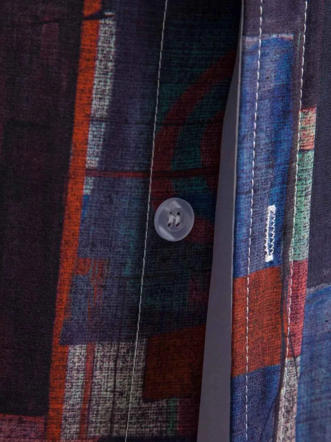 Men's Geometric Short Sleeve Button Down Shirt