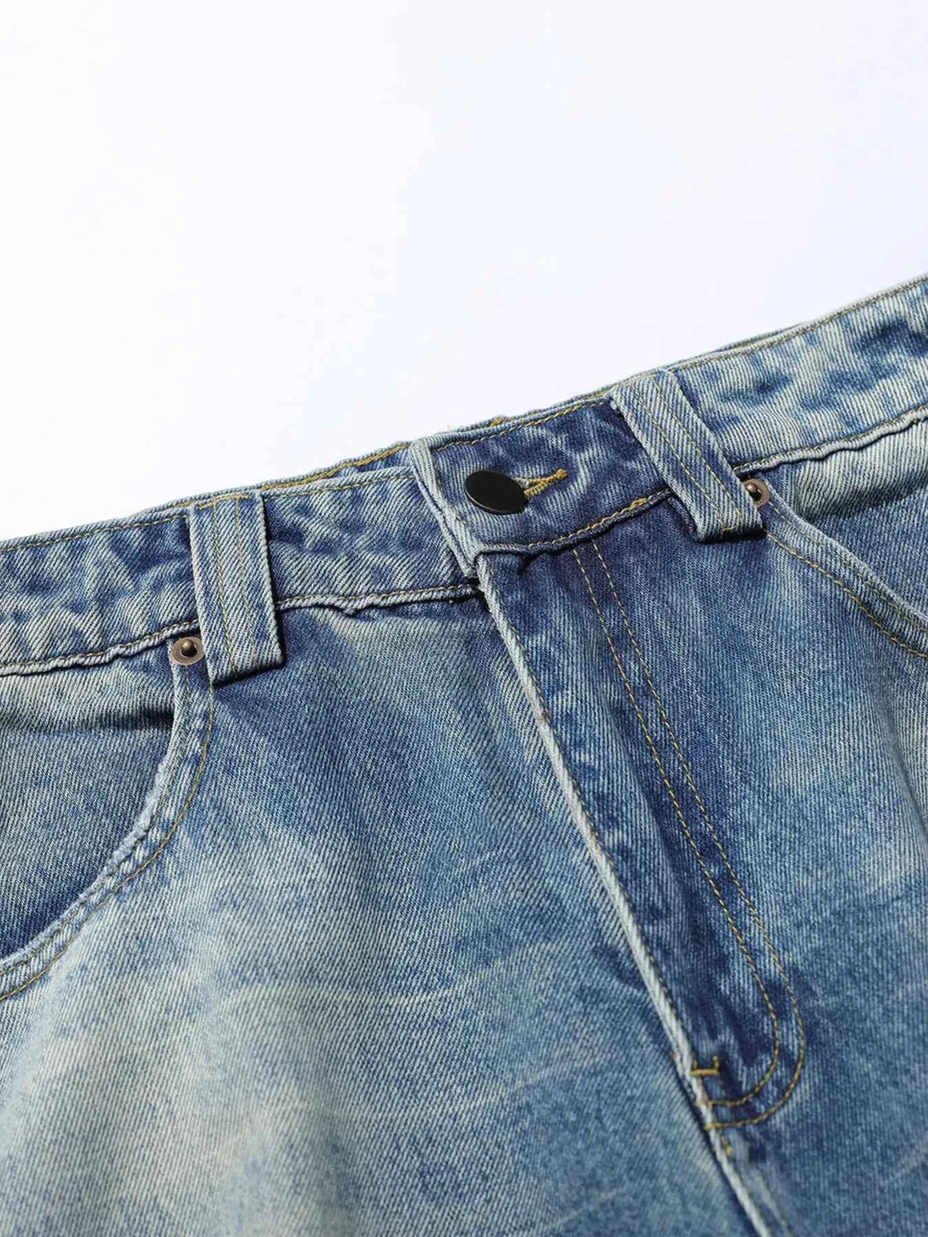 Men's Wide Leg Baggy Washed Jeans